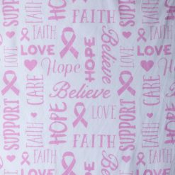White Breast Cancer Believe   Hope Batik Cotton Fabric