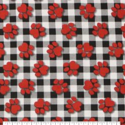 Paw Prints On Buffalo Check Super Snuggle Flannel Fabric