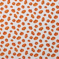 Glow in the Dark Pumpkins On White Cotton Fabric