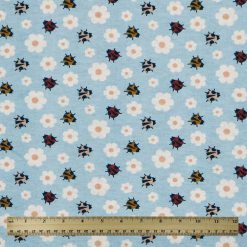 Ladybugs   Daisies on Blue Super Snuggle Flannel Fabric