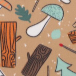 Nature Icons on Brown Blizzard Fleece Fabric