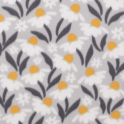 White Floral on Grey Blizzard Fleece Fabric