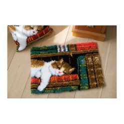 Vervaco Latch Hook Rug Kit 21.25 X15.5  Cat On Bookshelf