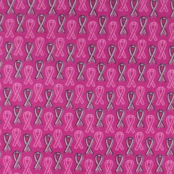 Breast Cancer Awareness Ribbons on Pink Anti Pill Fleece Fabric