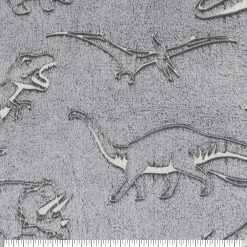 Gray Dino Glow Sew Lush Fleece Fabric