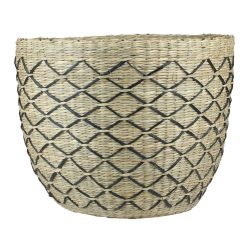 Northlight 12 Natural Brown   Black Woven Lattice Seagrass Basket