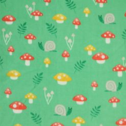 Spring Mushrooms on Green Anti Pill Plush Fleece Fabric by POP!