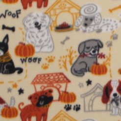 Pups   Pumpkins on Yellow Blizzard Fleece Fabric