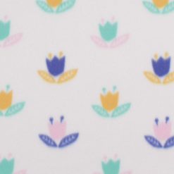 Linear Tulips on White Blizzard Fleece Fabric