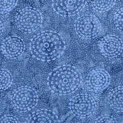 Hi Fashion Circular Medallions Blue Batik Cotton Fabric