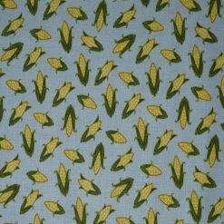 Garden Corn on the Cob on Blue Cotton Fabric by Quilter s Showcase