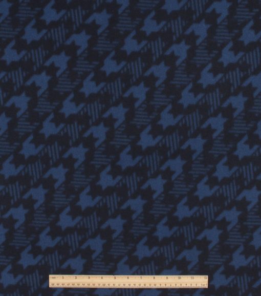 Blue Diagonal Houndstooth Blizzard Fleece Fabric - Image 2