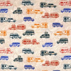 Beige Campers Novelty Cotton Fabric