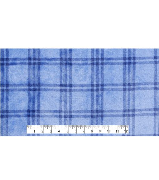 Blue Plaid Sew Lush Fleece Fabric - Image 4