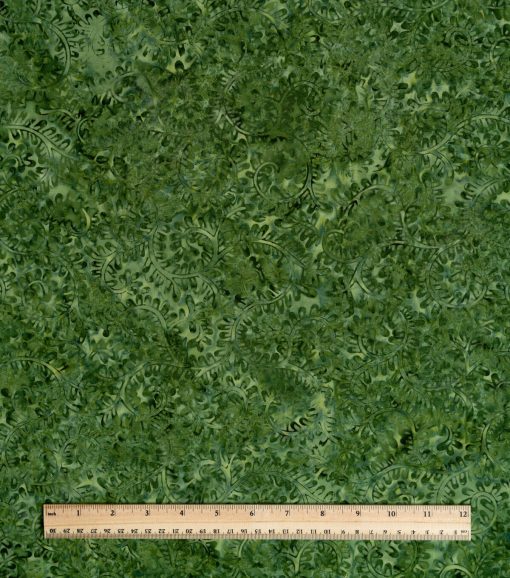Olive Green Swirls Batik Cotton Fabric - Image 2