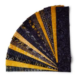 18 x 22 Hi Fashion Batik Honeybee on Black Cotton Fabric Strips 40pc