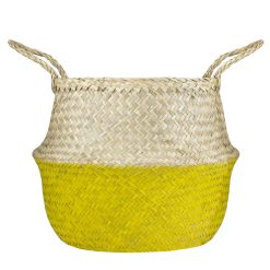 Northlight 15.5 Beige   Yellow Belly Basket With Handles