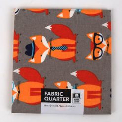 18 x 20 Foxes on Gray Novelty Cotton Fabric Quarter 1pc