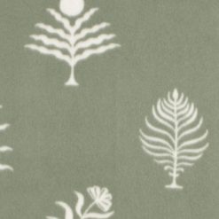 Cream Foliage On Green Blizzard Prints Fleece Fabric