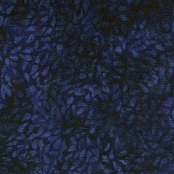Dark Blue Water Lily Petals Batik Cotton Fabric