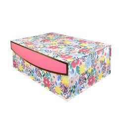14 x 10 Multicolor Flower Garden Pink Flip Top Box by Place   Time