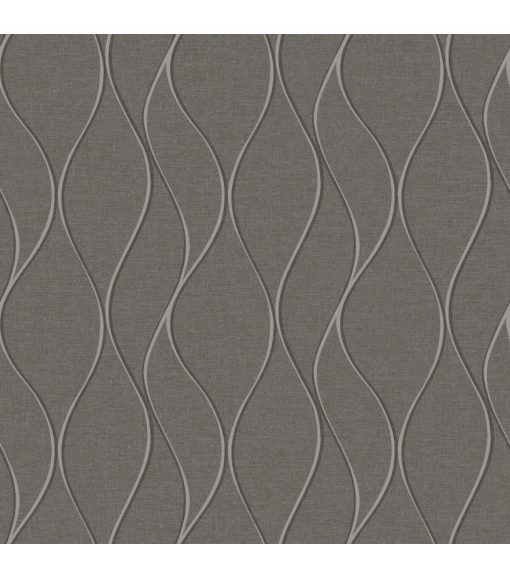 RoomMates Wallpaper Grey Wave Ogee