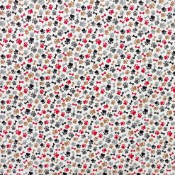 Bones And Paws Red Brown Novelty Cotton Fabric