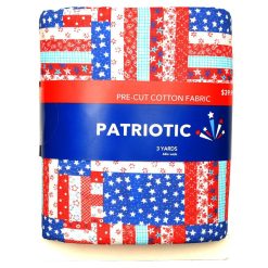 3yd Patriotic Red Intricate Flags Precut Cotton Fabric