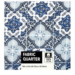 18 x 21 Blue Tiles Quilt Cotton Fabric Quarter 1pc by Keepsake Calico