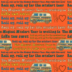 Lennon Mccartney Orange VW Toss Cotton Fabric