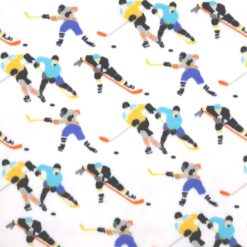 Hockey Players on White Anti Pill Fleece Fabric