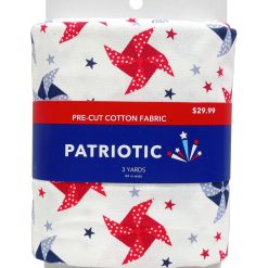 3yd Patriotic White Pinwheels   Stars Precut Cotton Fabric