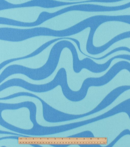 Blue Abstract Wave Blizzard Fleece Fabric - Image 2