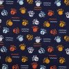 Navy Paw Print Novelty Cotton Fabric