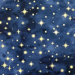 Blue Starry Sky Luxe Foil Flannel Fabric
