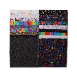 10 Rainbow Bright Cotton Fabric Squares 42pc