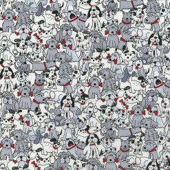Hi Fashion Playful Pups with Bones Novelty Cotton Fabric
