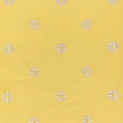Daisy Embroideries on Yellow Quilt Cotton Fabric by Keepsake Calico
