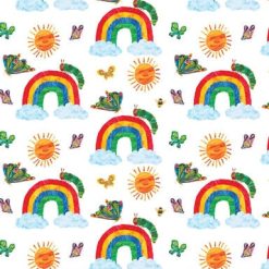 Eric Carle Caterpillar Rainbow Cotton Fabric