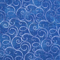 Blue Scroll Quilt Foil Cotton Fabric by Keepsake Calico