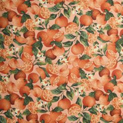 Oranges   Blossoms Novelty Cotton Fabric