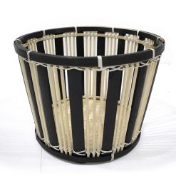 12 Natural   Black Striped Bamboo Woven Basket by Place   Time