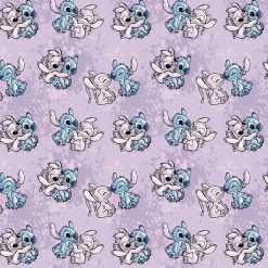 Lilo Stitch Angel Watercolor Cotton Fabric