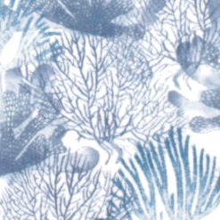 Blue Coral on White Anti Pill Fleece Fabric