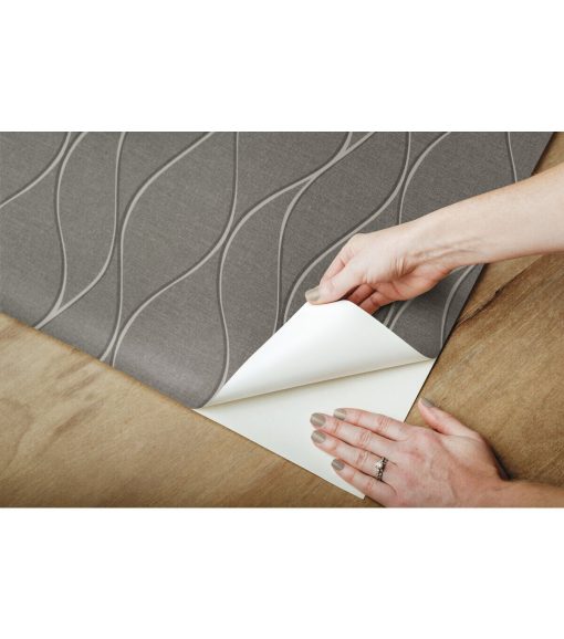 RoomMates Wallpaper Grey Wave Ogee - Image 5