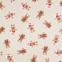 Christmas Gingerbread on Beige Anti Pill Fleece Fabric