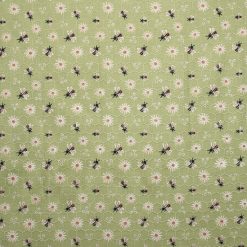 Daisies   Bees on Green Honeycomb Quilt Cotton Fabric by Keepsake Calico