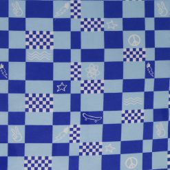 Checkerboard Blue Novelty Cotton Fabric