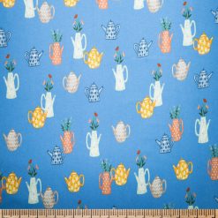 Super Snuggle Tossed Tea Pots Flannel Fabric