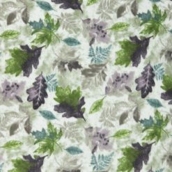 Green   Purple Leaves Anti Pill Fleece Fabric